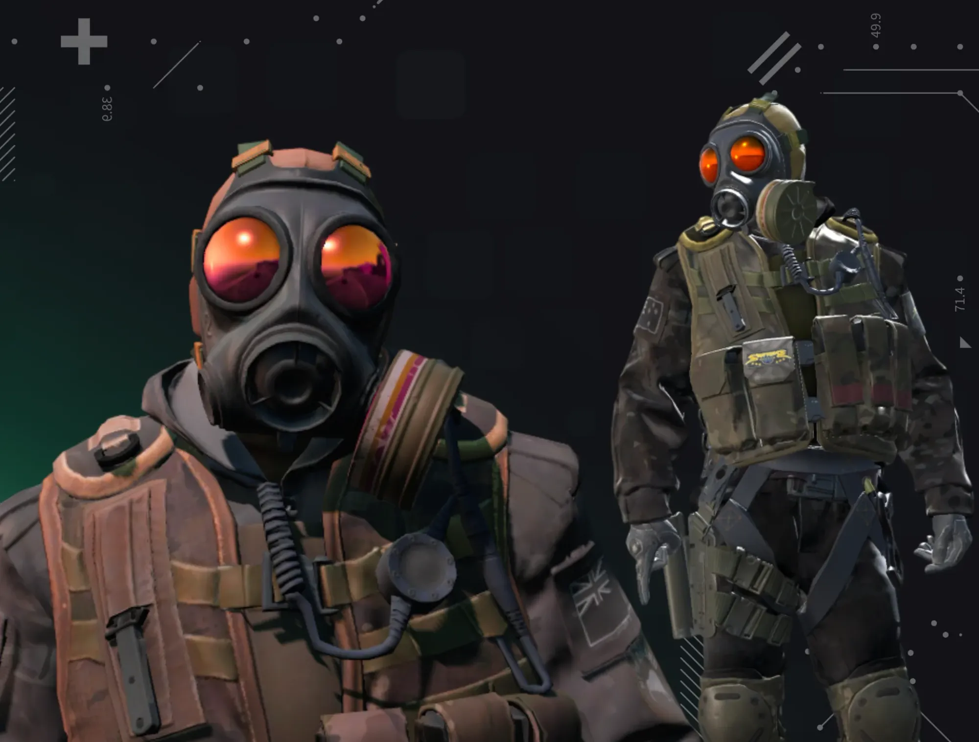 Picture showcasing D Squadron Officer | NZSAS visuals in his famous red-orange eyed gas mask  