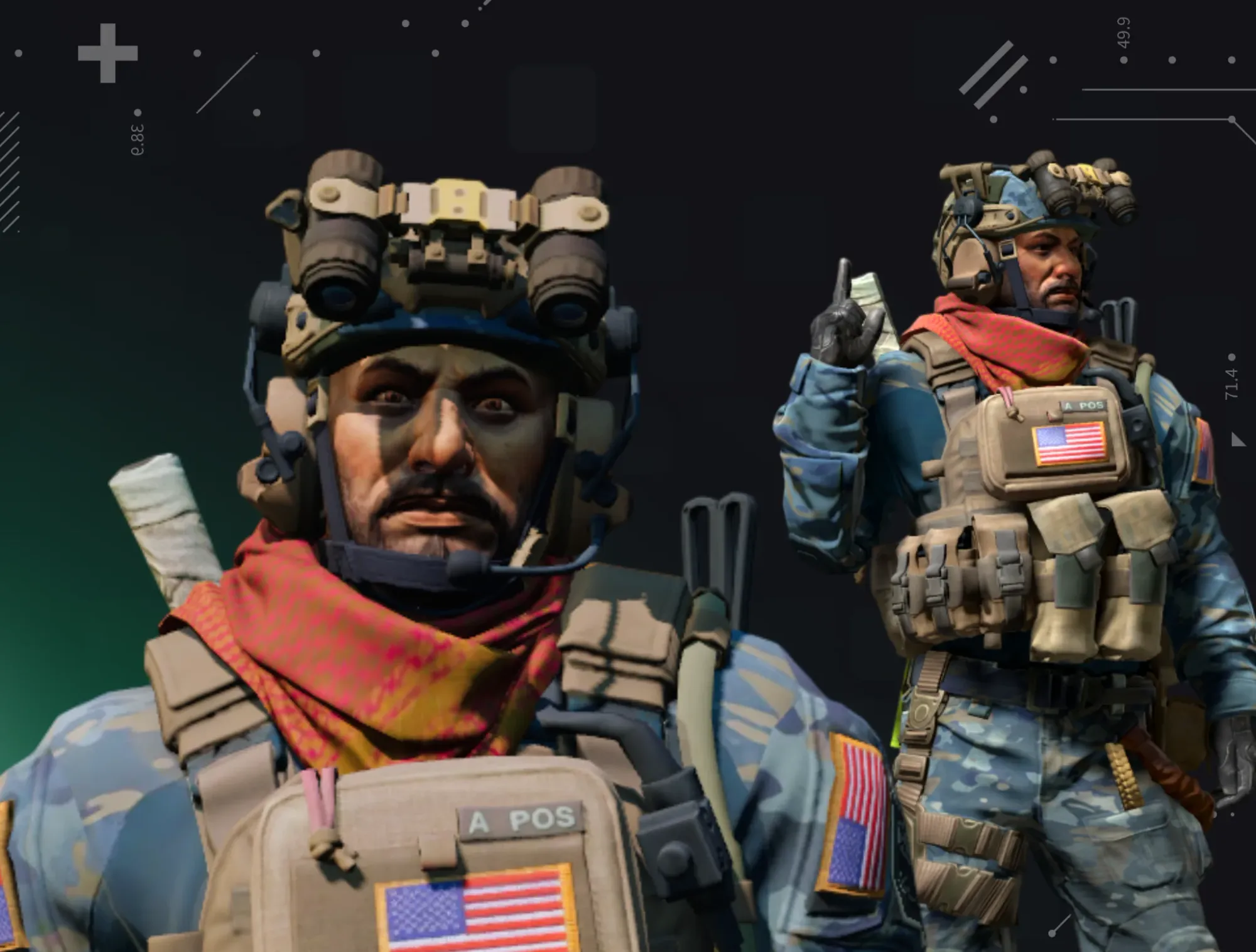 Photo picturing ‘Blueberries’ Buckshot | NSWC SEAL visuals in his famous blue american gear and red scarf