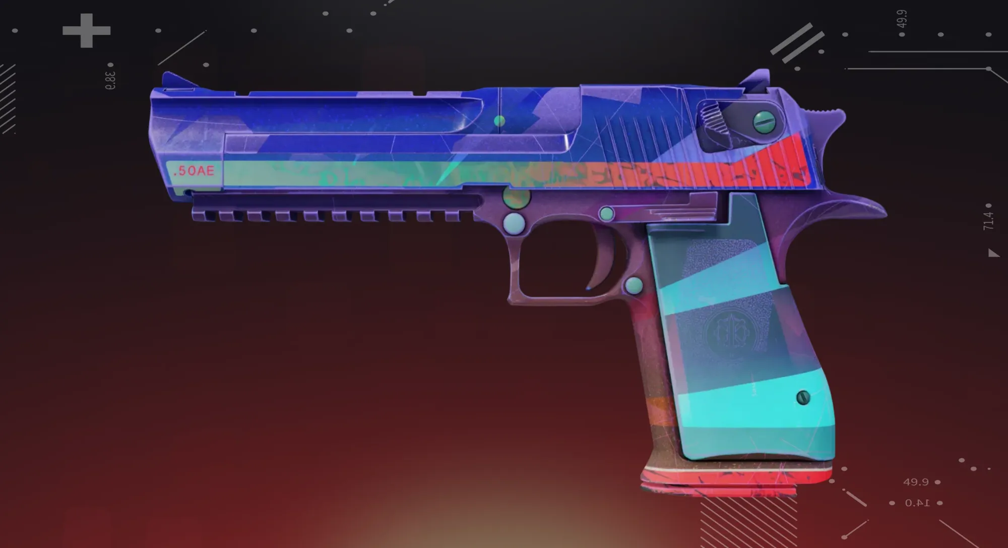 CS2 Desert Eagle Starcade skin with a colorful retro 1980s arcade aesthetic and geometric neon shapes.