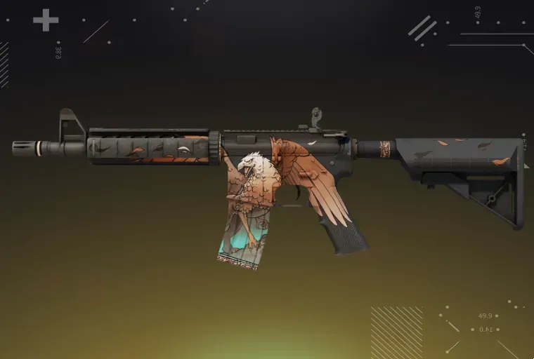 CS2 M4A4 Griffin rifle showcased on a yellow background.