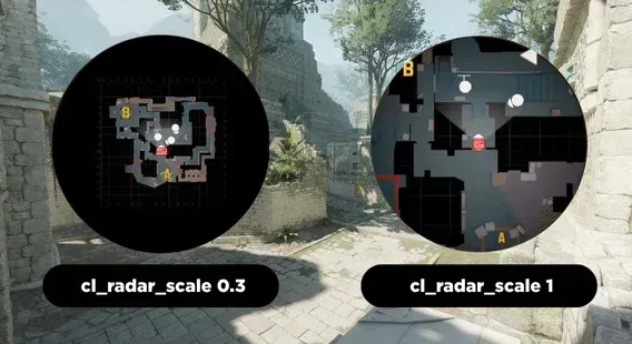 Photo showing 2 radars with 2 different radar scale settings with 0.3 and 1
