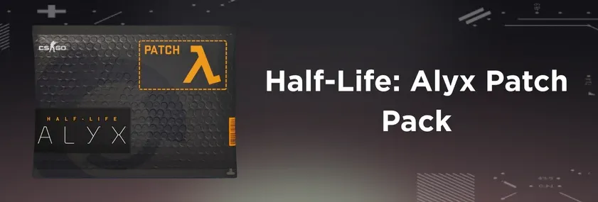 Half-Life Alyx patch pack featuring Valve-themed agent patches for CS2
