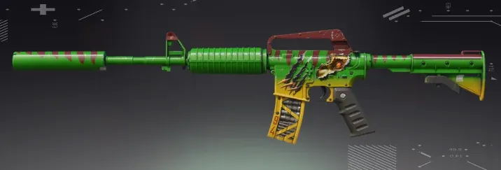 M4A1-S Emphorosaur-S CS2 skin with colorful dinosaur-inspired design and claw scratch marks