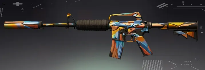 M4A1-S Leaded Glass CS2 skin with vibrant stained-glass cathedral patterns in geometric mosaic style
