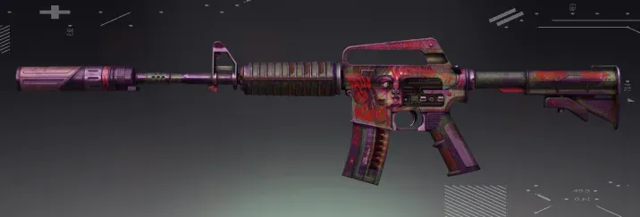 M4A1-S Night Terror CS2 skin featuring haunting woman's face with purple horror-themed design