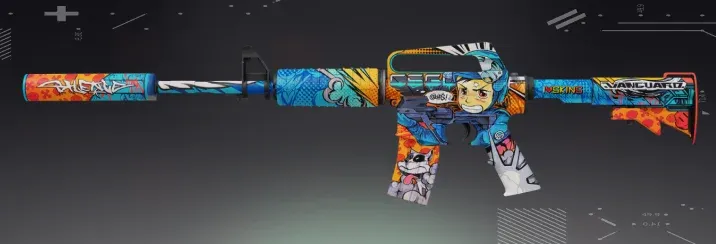 M4A1-S Player Two CS2 skin with anime comic-book style art featuring vibrant colors and bold outlines