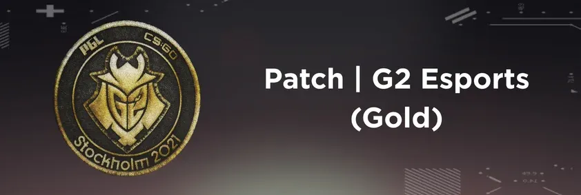 CS2 Patch G2 Esports (Gold) on a grey background