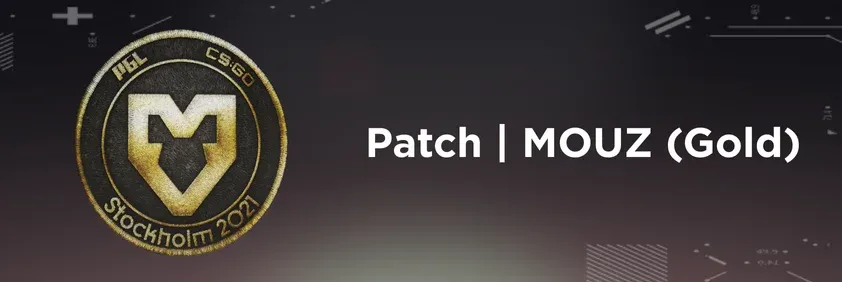CS2 Patch MOUZ (Gold) on a grey background