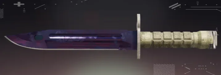 CS2 Bayonet Black Pearl knife with dark iridescent purple blade and beige tactical handle