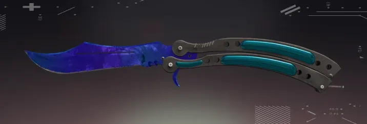 Counter-Strike 2 Butterfly Knife Sapphire with blue-purple gemstone blade and teal handle inlays