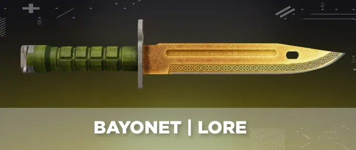 Bayonet Lore from CS2 displayed on a black and yellow tech background.