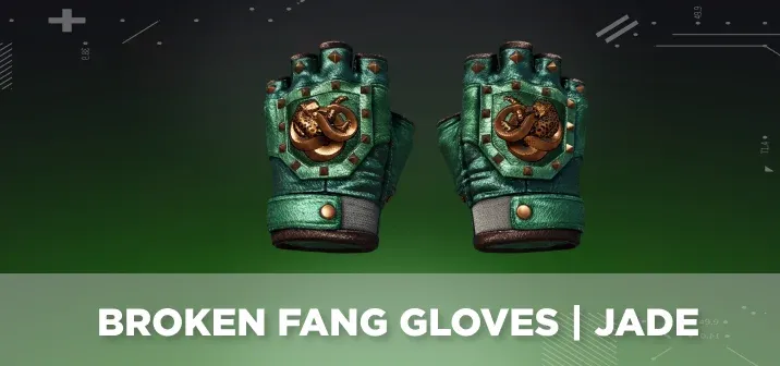 Broken Fang Gloves Jade displayed on a green and black background.