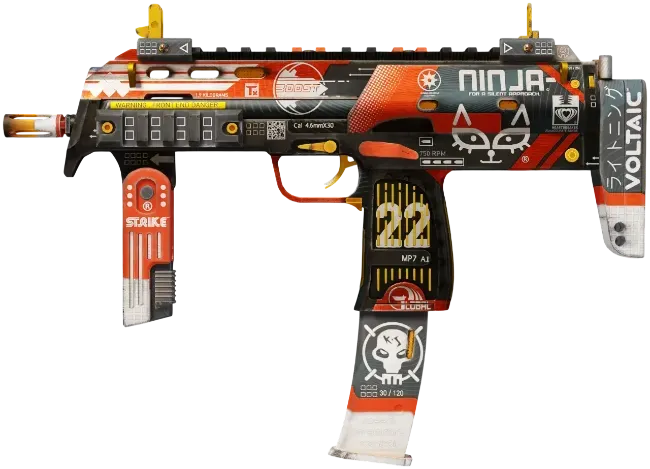 MP7 Abyssal Apparition CS2 skin with orange and teal ocean creature design