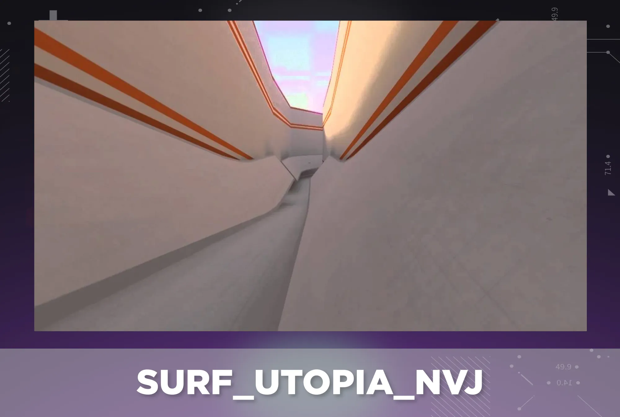 CS2 surf map surf_utopia_nvj displayed on a purple tech background