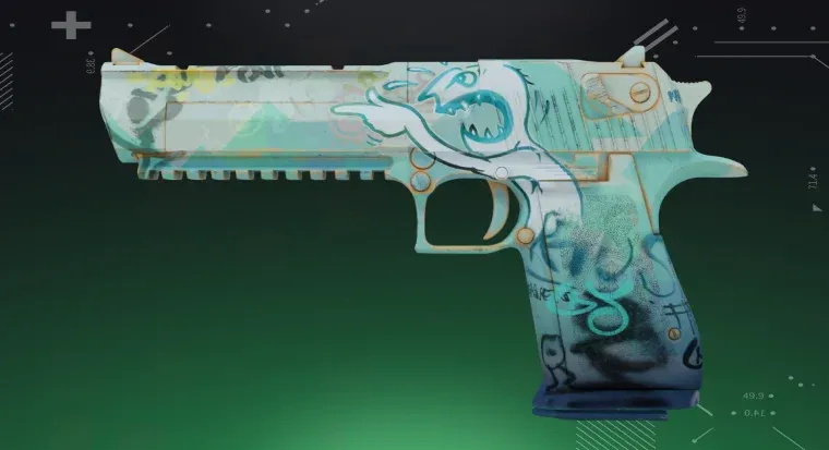 Desert Eagle | Tilted on a green background
