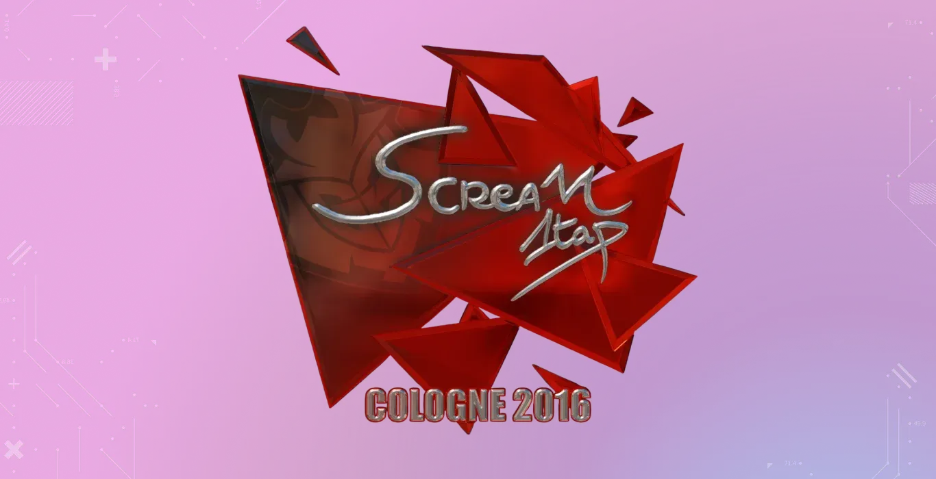 ScreaM Foil Cologne 2016 CS2 sticker with silver autograph on red ESL One Cologne 2016 design
