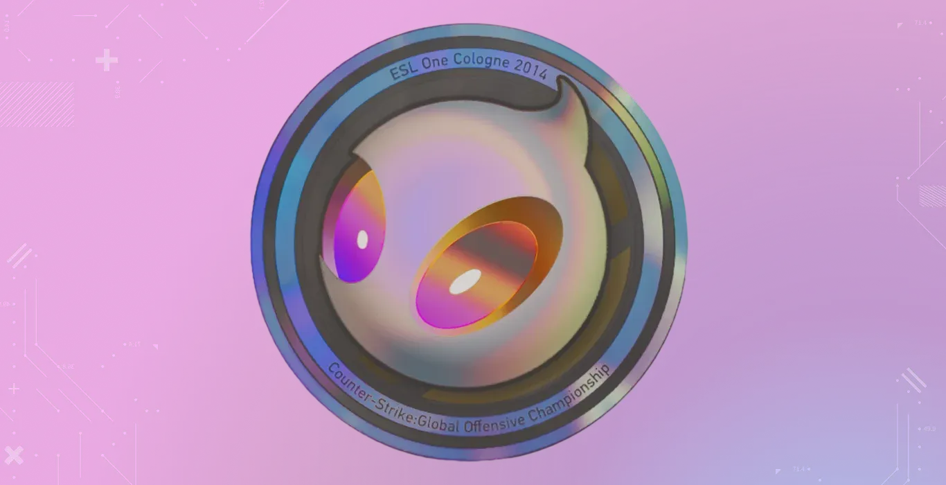 Team Dignitas Holo Cologne 2014 CS2 sticker with holographic circular logo from ESL One Cologne 2014