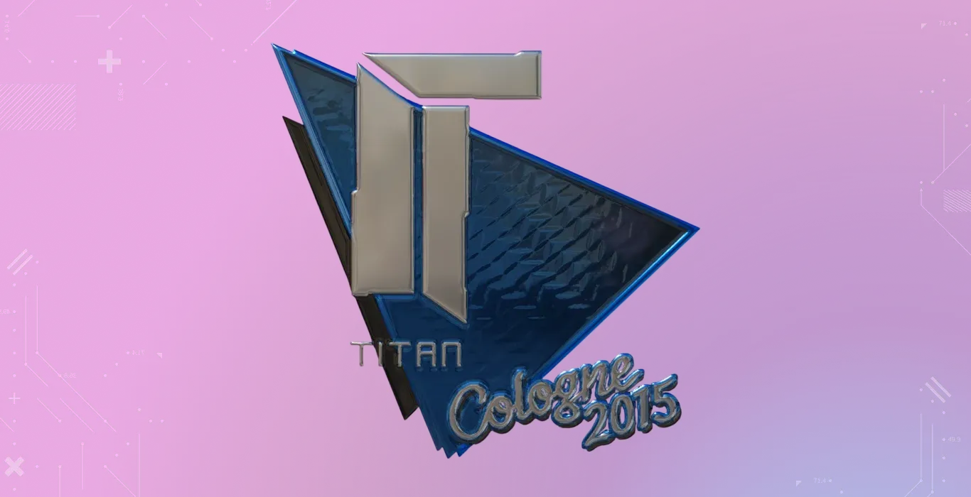 Titan Foil Cologne 2015 CS2 sticker with metallic Titan logo and Cologne 2015 autograph-style text