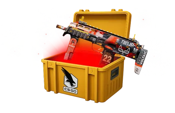 Image featuring Cheap Covert skin of MP7 Bloodsport in Clutch Case with red glow coming from inside of case