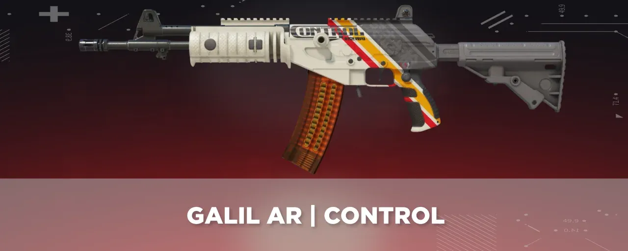 CS2 Galil AR | Control displayed on a black and red tech background.