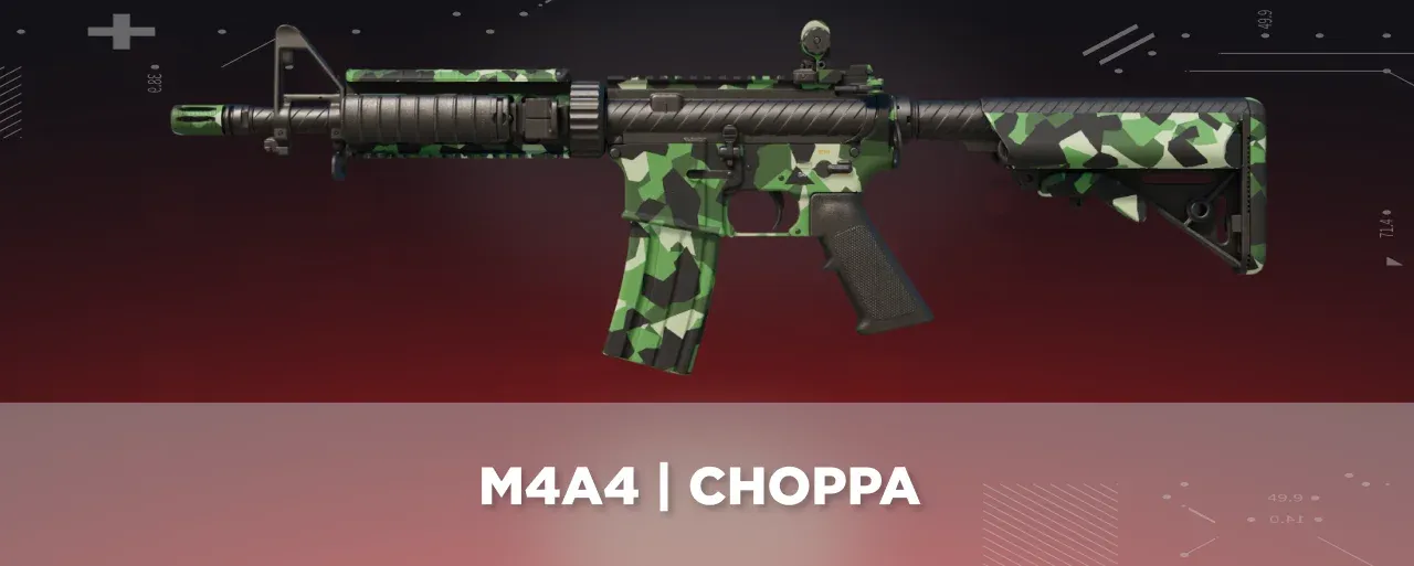 CS2 M4A4 | Choppa displayed on a black and red tech background.