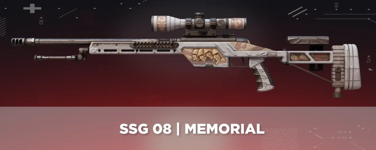 CS2 SSG 08 | Memorial displayed on a black and red tech background.