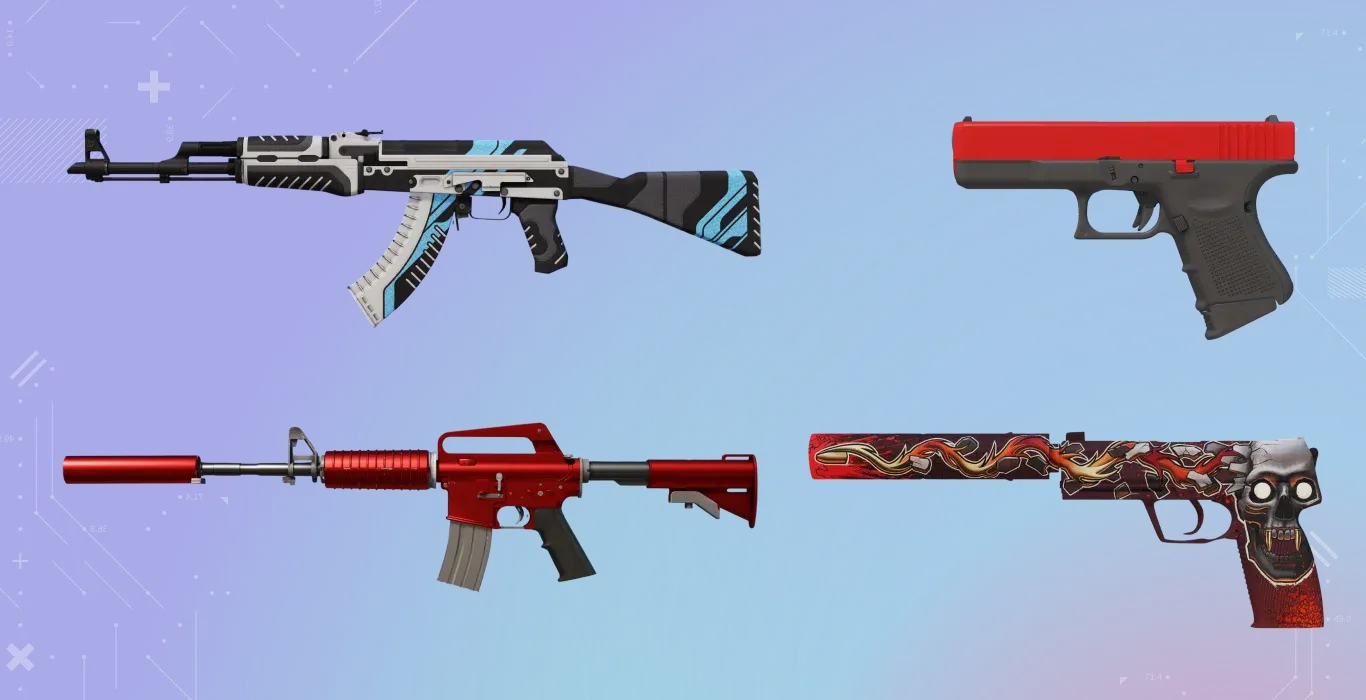 CS2 pro Magixx's Loadout displayed on a blue tech background