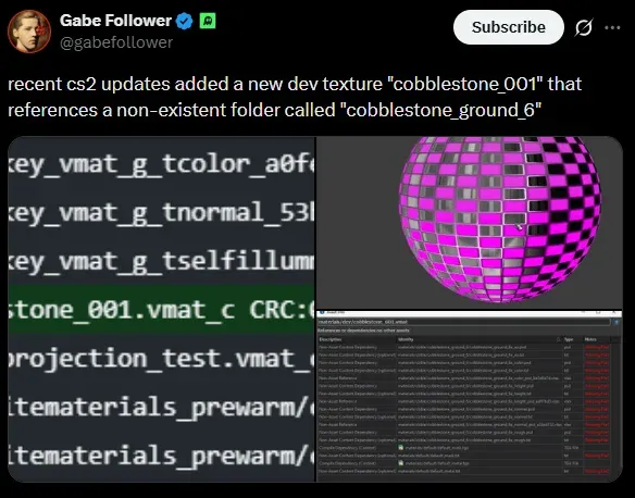 Gabe Followers discovery on new texture cobblestone_001 and cobblestone_ground_006 non-existing texture