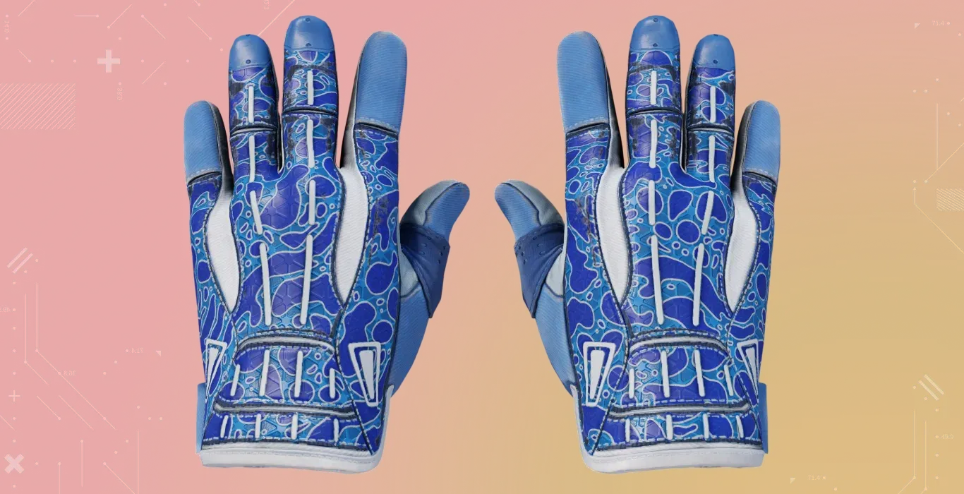 blue Sport Gloves | Amphibious from CS2 on a red-orange background