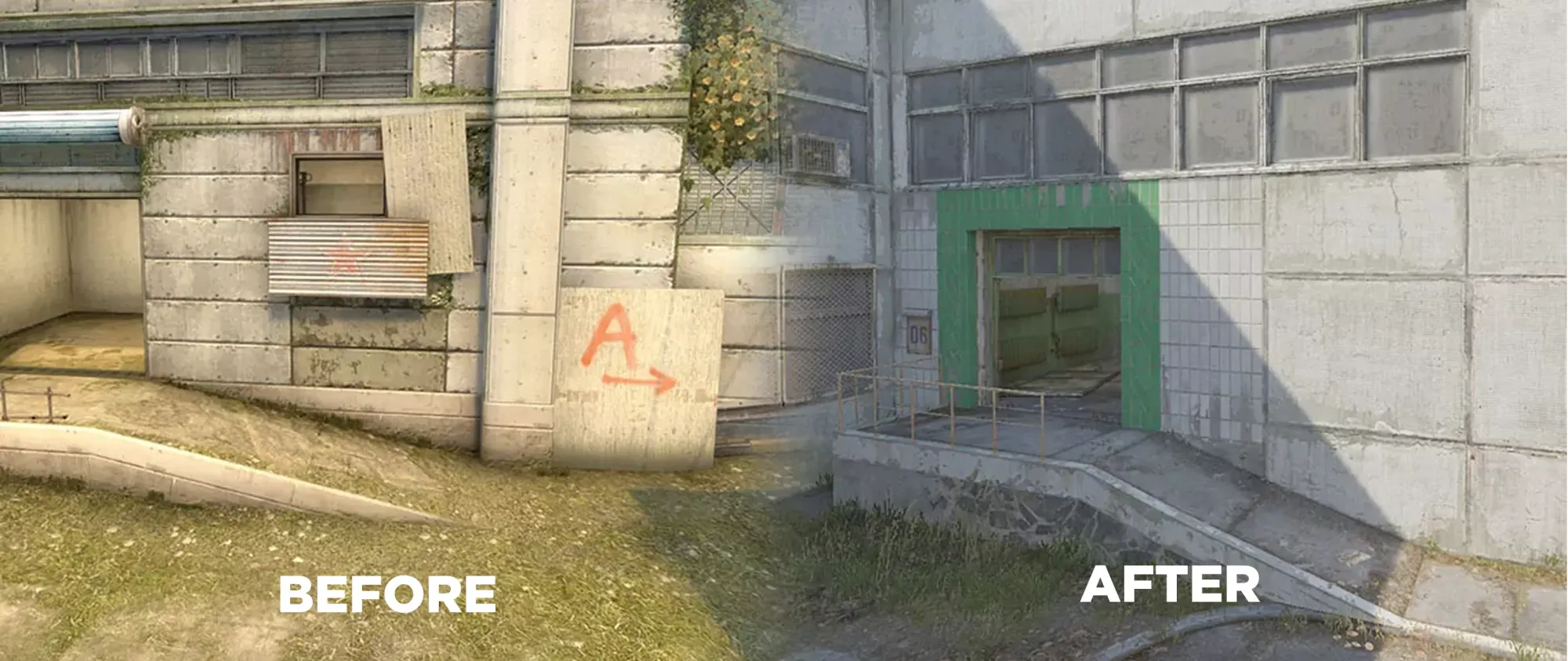 Mid Windon on Cache Before in CS:GO and After in CS2