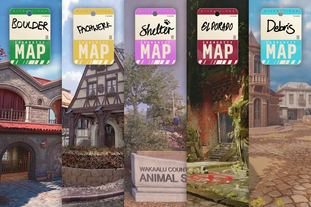 Newest CS2 maps Boulder, Fachwerk, Shelter, El Dorado, and Debris.