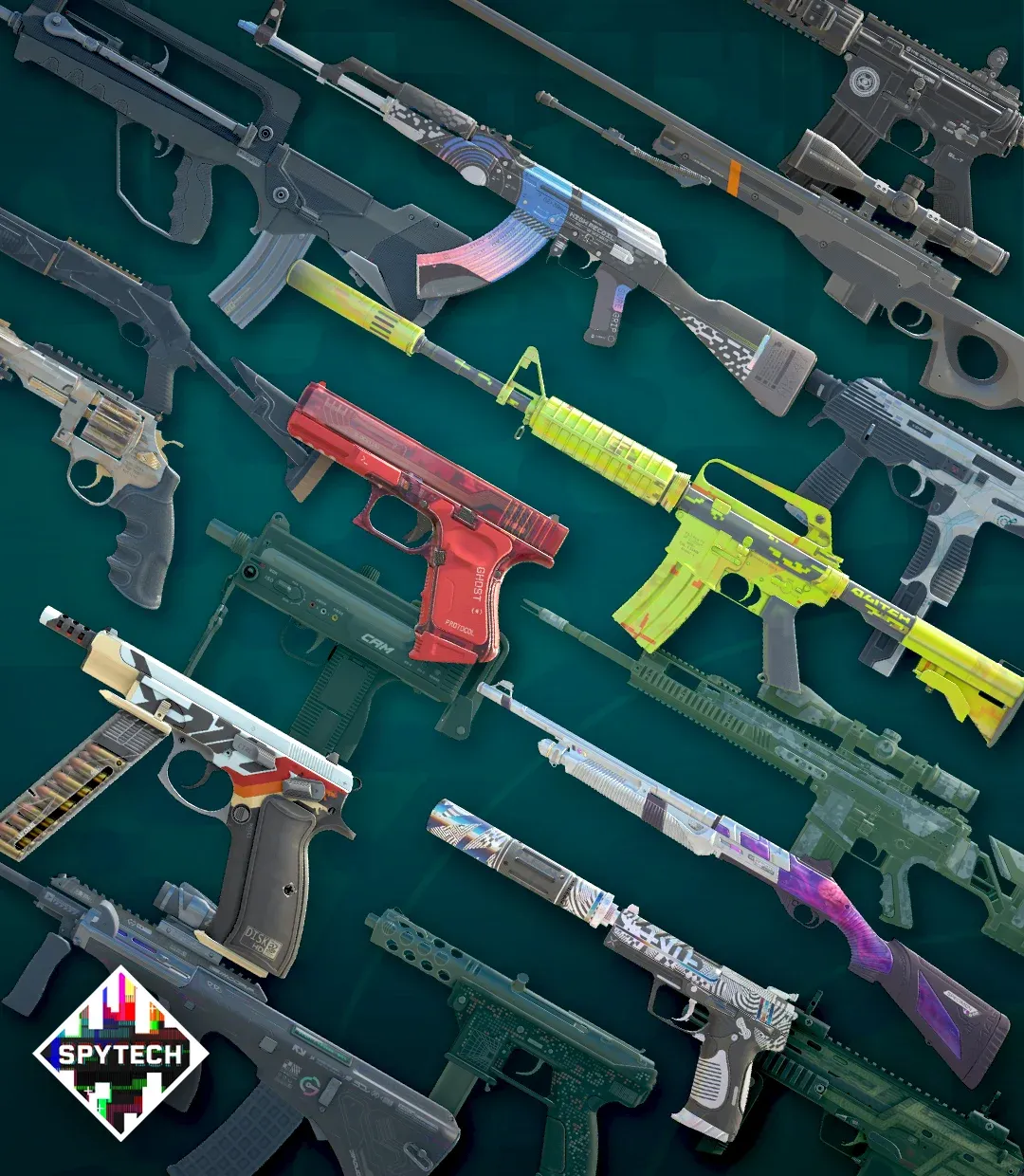 New CS2 Spy Tech Collection, displaying 17 new weapon finishes.