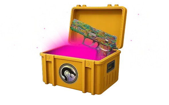 Image featuring Cheap Classified skin of P250 | Visions in Recoil Case with pink glow coming from inside of case