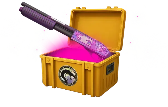 Image featuring Cheap Classified skin of Sawed-Off | Kiss Love in Recoil Case with pink glow coming from inside of case