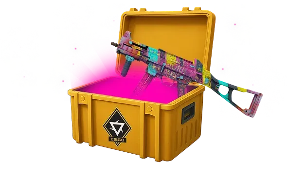Image featuring Cheap Classified skin of UMP-45 | Wild Child in Revolution Case with pink glow coming from inside of case