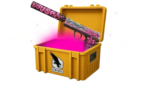 Image featuring Cheap Classified skin of USP-S | Cortex in Clutch Case with pink glow coming from inside of case