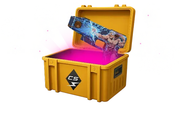 Image featuring Cheap Classified skin of Zeus x27 | Olympus in Kilowatt Case with pink glow coming from inside of case