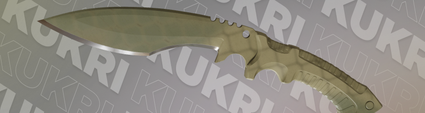Kukri Knife | Safari Mesh covered in olive-green mesh camo across both the curved blade and the handle.