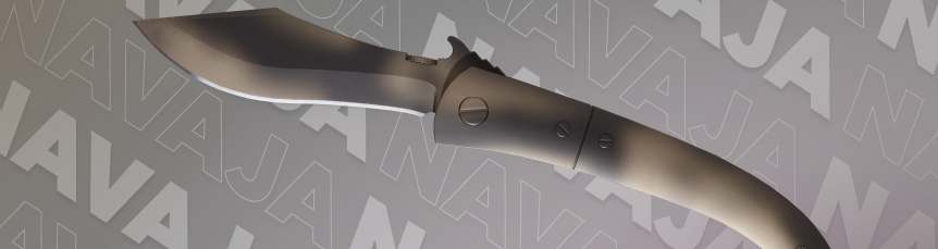 Navaja Knife | Scorched with a smooth grey-brown scorched finish over the whole knife.