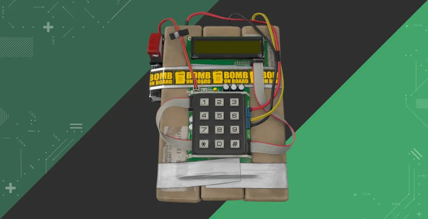 Image featuring the Bomb on Board C4 sticker craft in CS2 on a green-black background