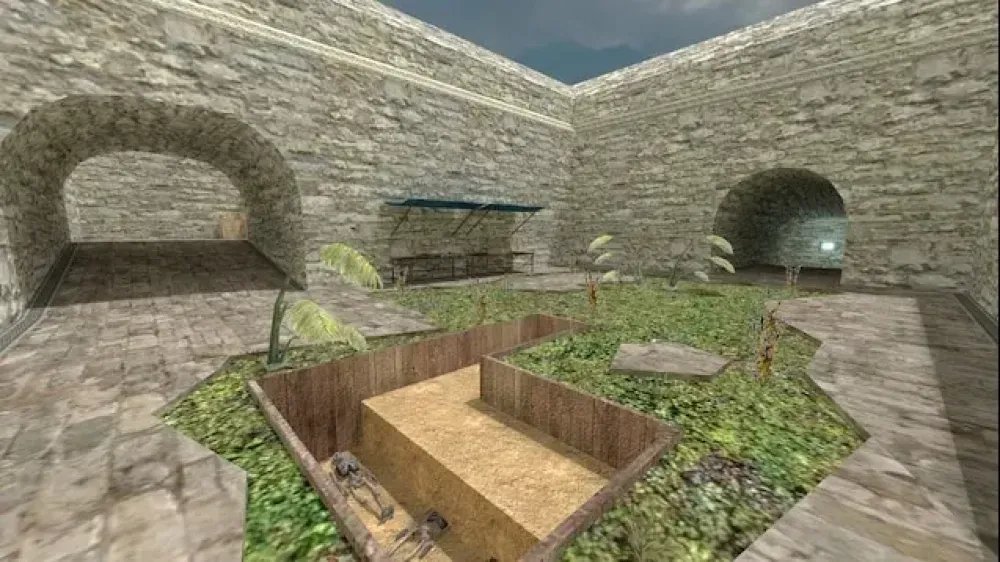 Image showing de_aztec CS 1.6 on gray background with grass