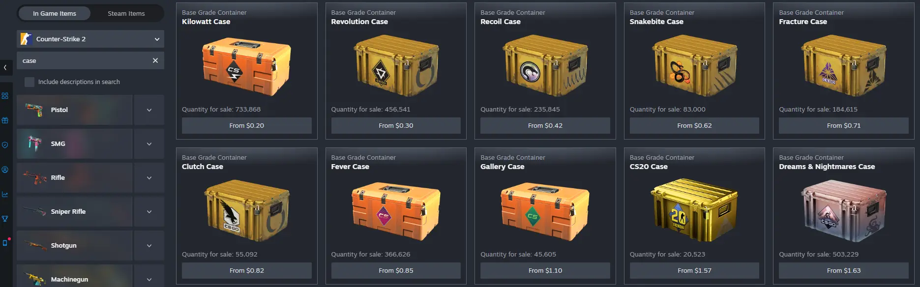 CS2 Cases on the new Steam Community Market