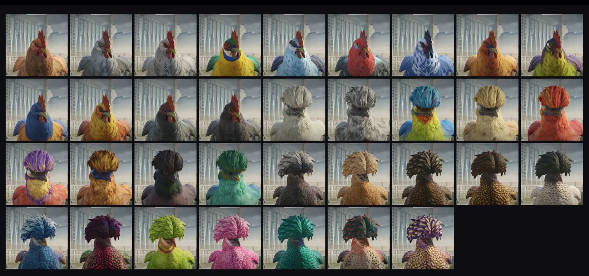 Datamined CS2 pet chicken breeds and color variations, including Polish and Silkie chickens