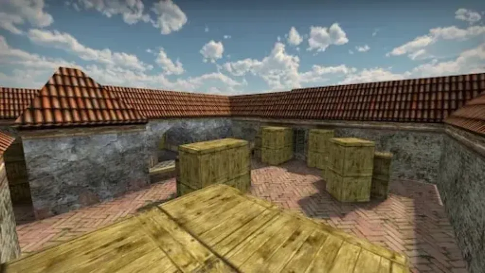 Image featuring CS 1.6 de_Inferno with blue sky and gray background