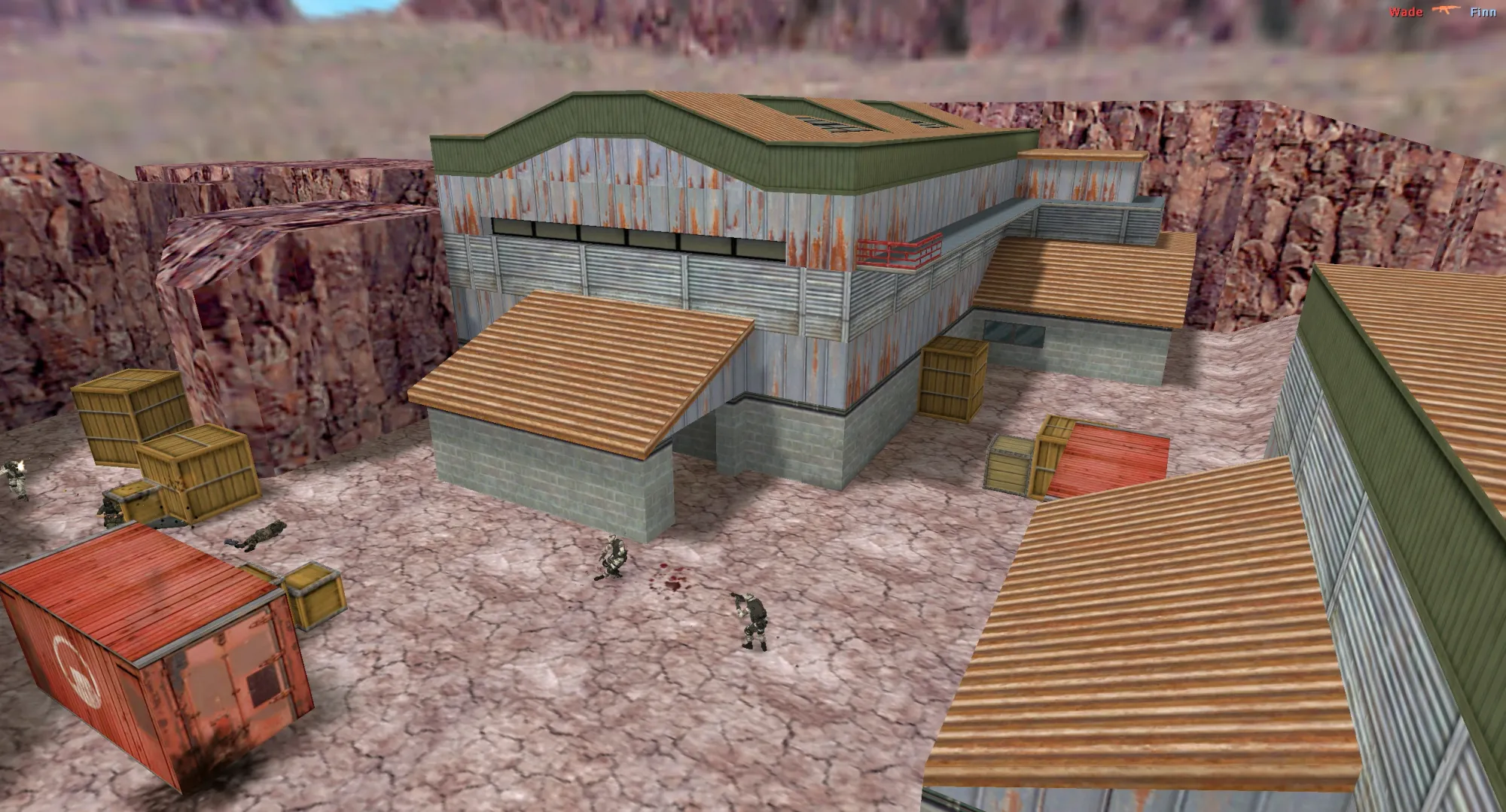 Picture showing de_Nuke CS 1.6 on gray and brown background with hangars