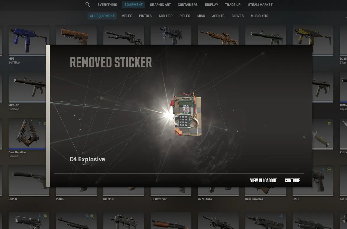 CS2 C4 Explosive after a sticker has been removed