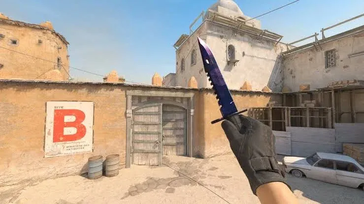 Image showing CS2 knife, M9 Bayonet | Doppler Black Pearl on the B-Site of Dust 2