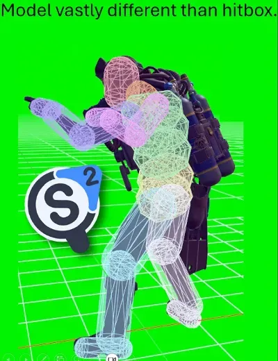 Image showing CS2 agents' hitbox on a neon green background
