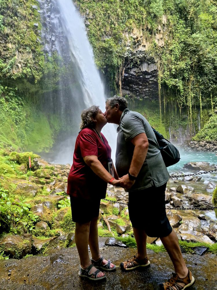 A tender moment at the waterfall.