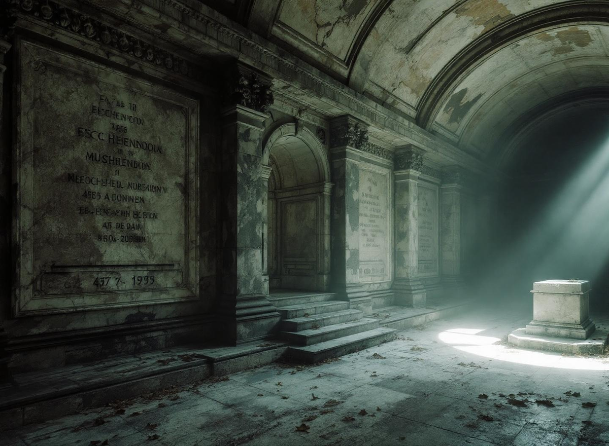 Ancient industrial chamber with cryogenic temporal machinery — the original Stream architecture